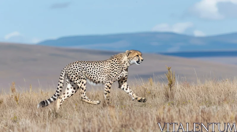 Graceful Cheetah Running in the Savanna AI Image
