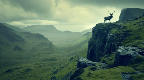 Serenity of the Scottish Highlands: Majestic Landscape with Red Deer