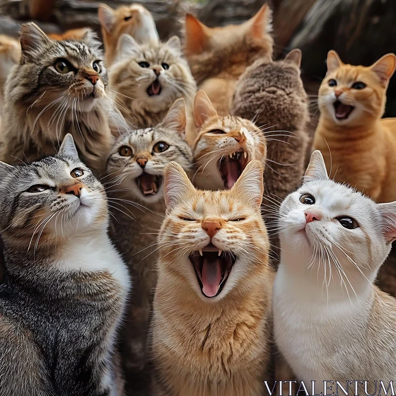 Energetic and Expressive Cats AI Image