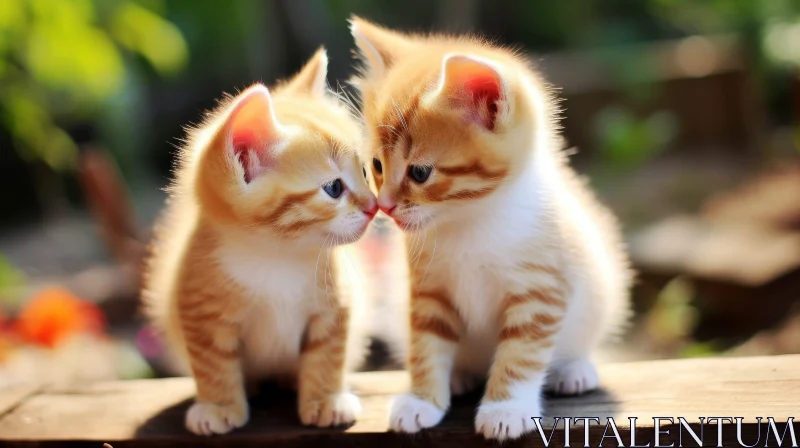 Adorable Ginger Kittens on Wooden Fence AI Image