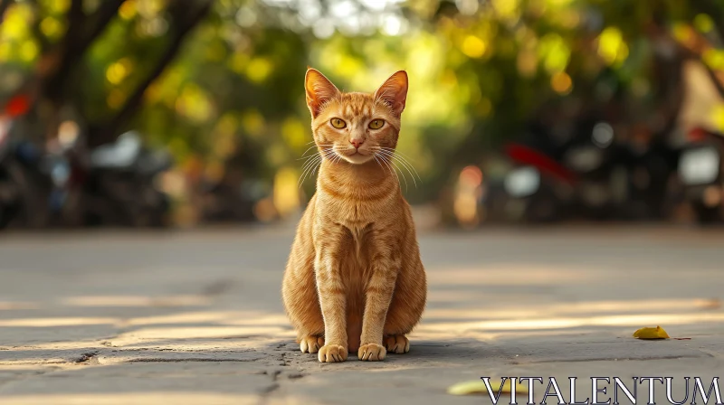 Nature and Serenity: Ginger Cat in Focus AI Image