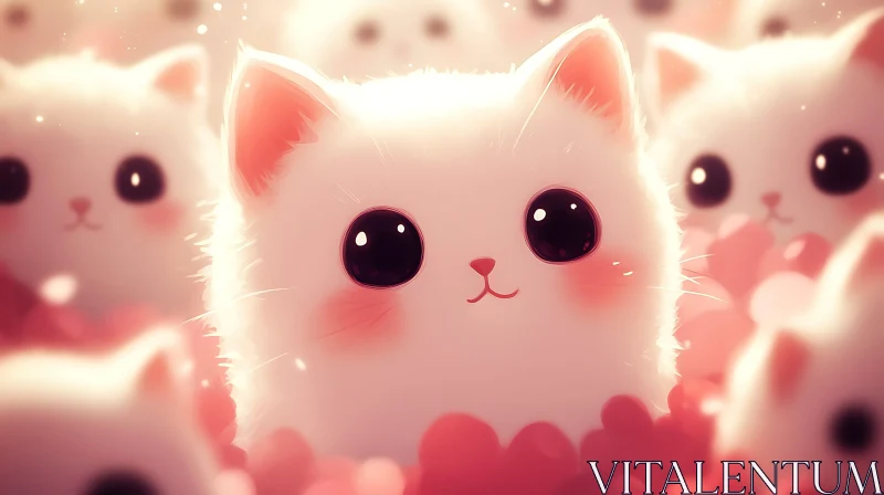 Sweet Fluffy White Kittens AI Image