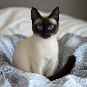 Blue-Eyed Siamese Cat Relaxing