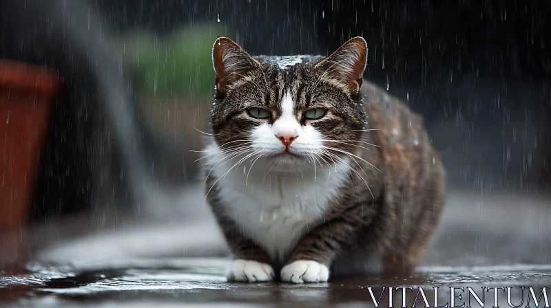 AI ART A Soaked Cat's Rainy Day