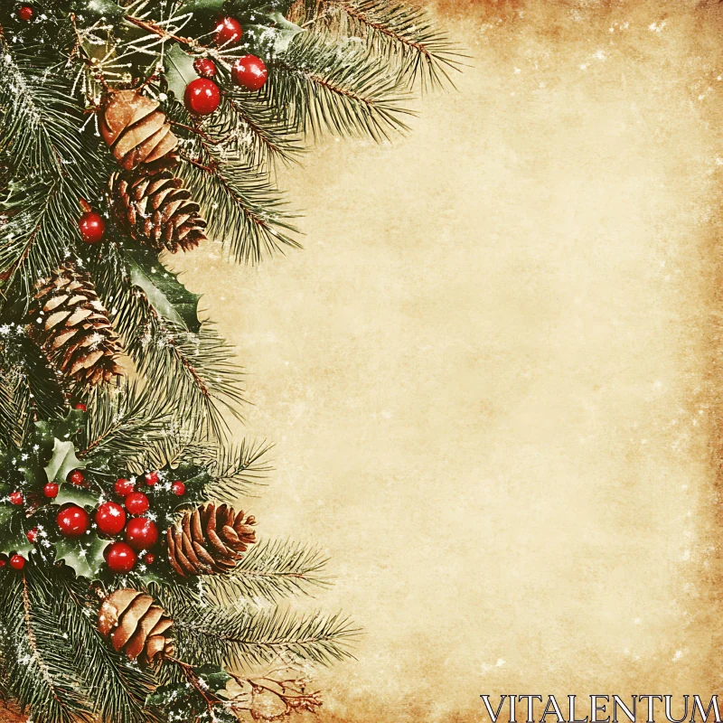 Festive Pine Cones and Greenery for Christmas AI Image