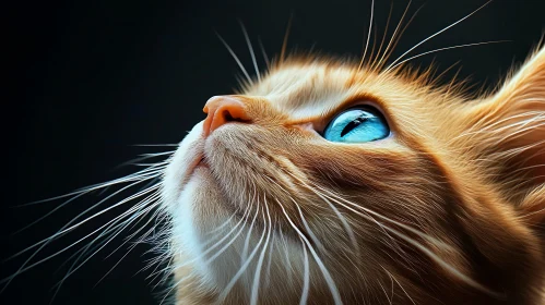 Orange Cat with Blue Eyes Intense Gaze