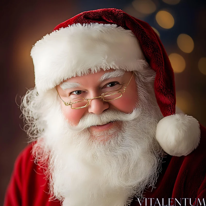 Festive Santa Claus with Golden Glasses AI Image