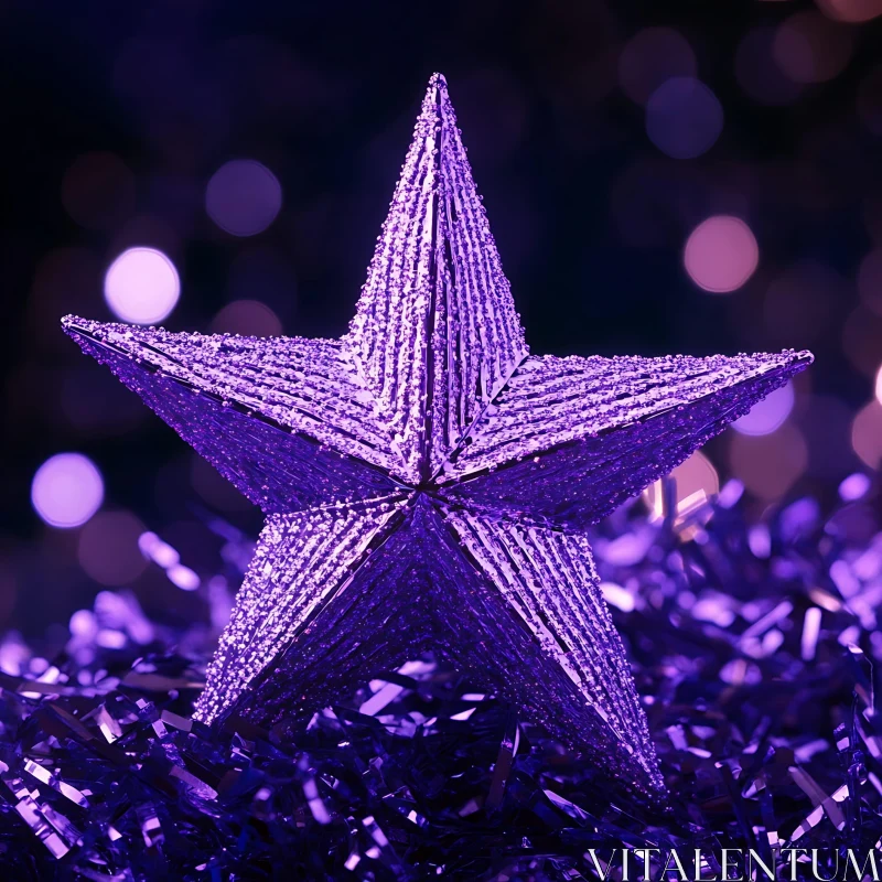 Purple Star Christmas Decoration AI Image