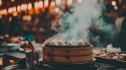 Delicious Dumplings in a Bamboo Steamer: Food Photography