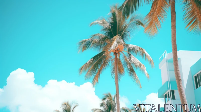 Vintage Palm Trees in Dreamlike Retro Setting | Nature Photography AI Image
