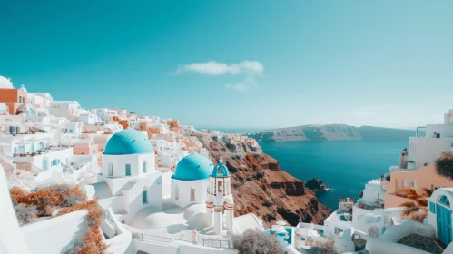 White Buildings with Blue Domes in Oia, Greece | Nature-Inspired Image
