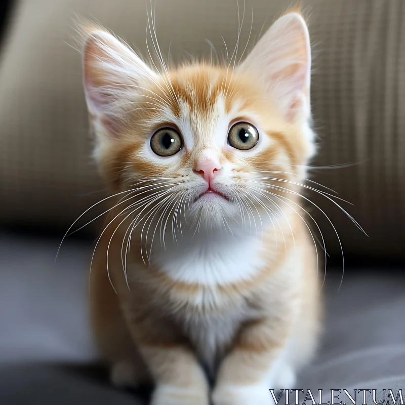 Cute Orange Tabby Kitten with White Chest AI Image