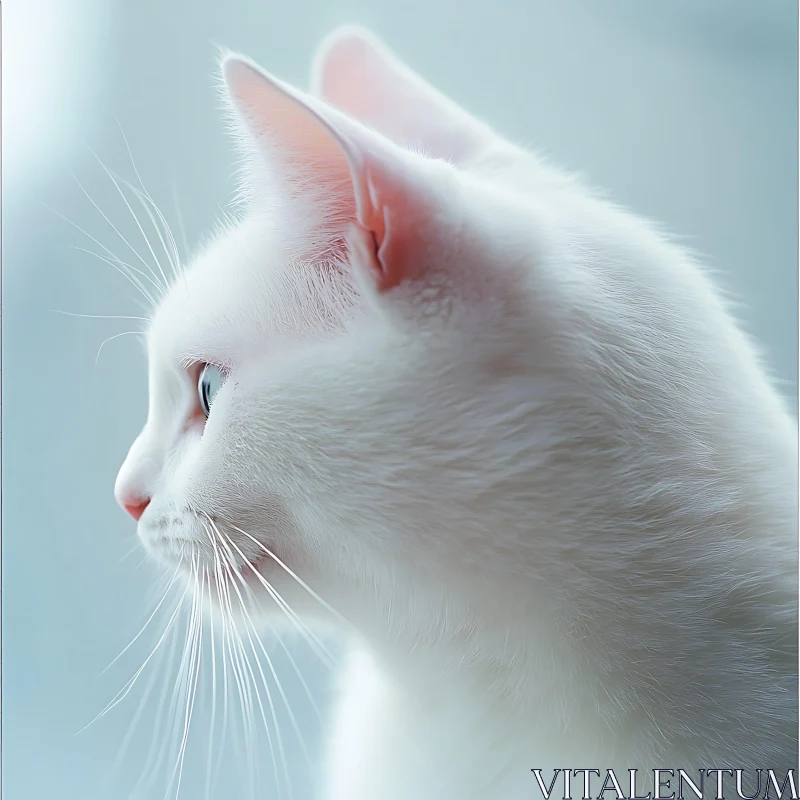 White Cat in Side Profile AI Image