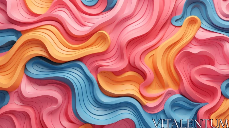 AI ART Chaos of Pink, Blue, and Orange Waves - Abstract Background