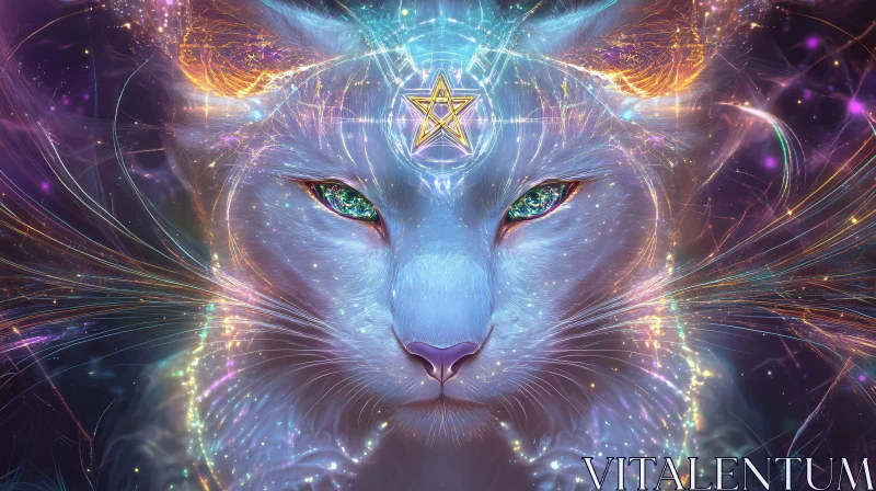 Astral Feline in a Galactic Realm AI Image