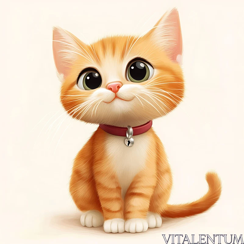 AI ART Cute Orange Tabby Kitten Illustration