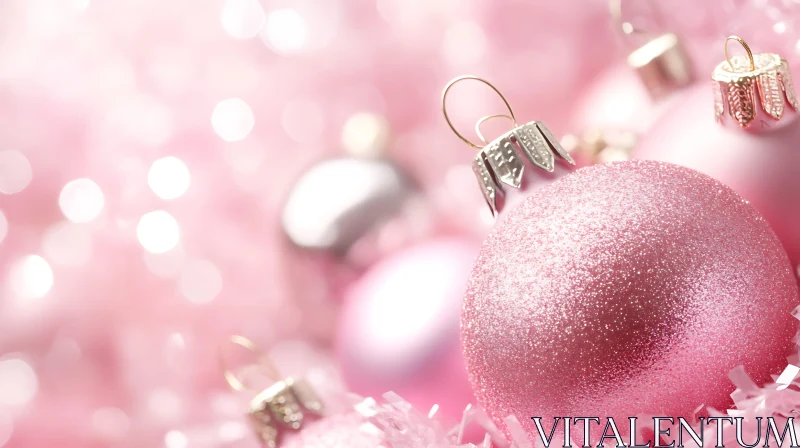 AI ART Festive Pink Glitter Ornaments for Christmas