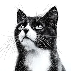 Intricate Cat Portrait in Monochrome