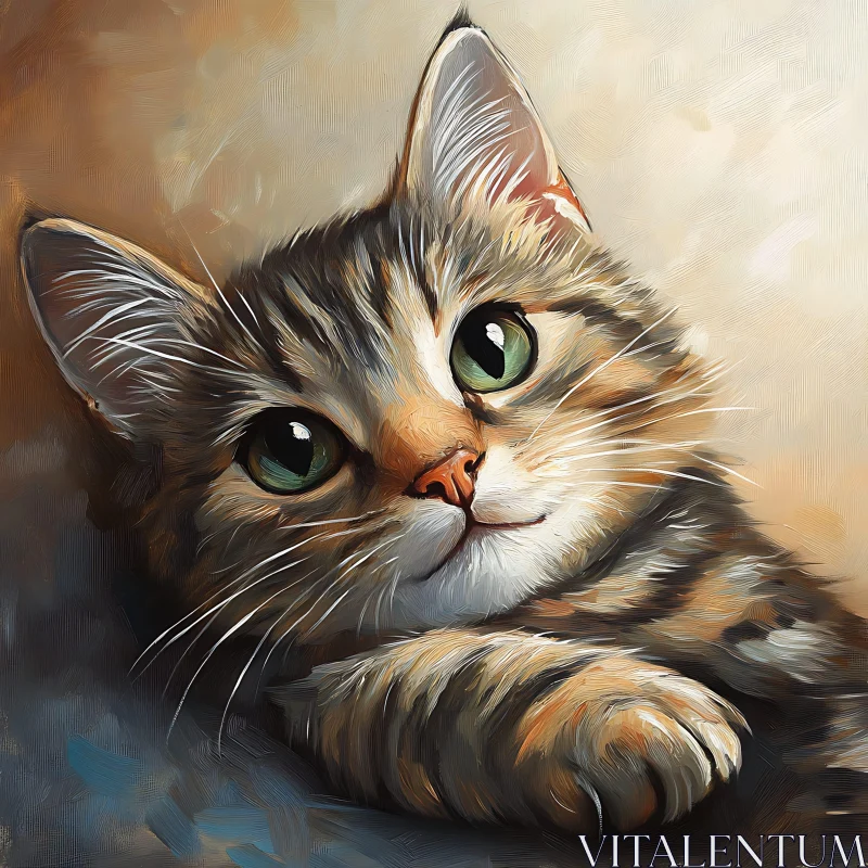 Artistic Cat Portrait with Intricate Fur Patterns AI Image