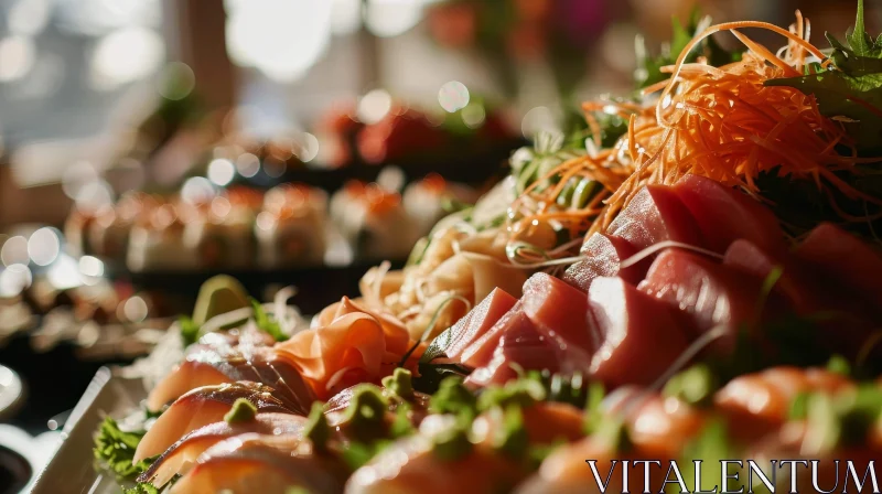 Exquisite Sushi and Sashimi Platter: A Visual Delight AI Image