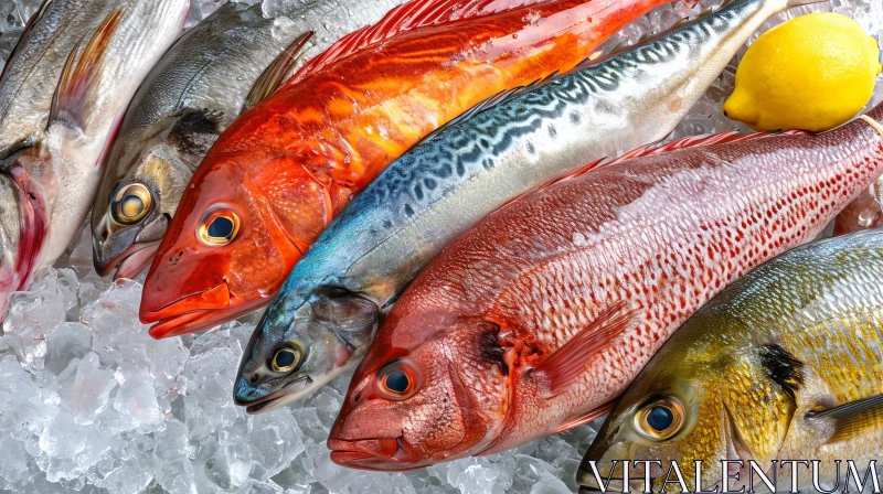 Freshly Caught Fish on Ice: A Captivating Still Life Composition AI Image
