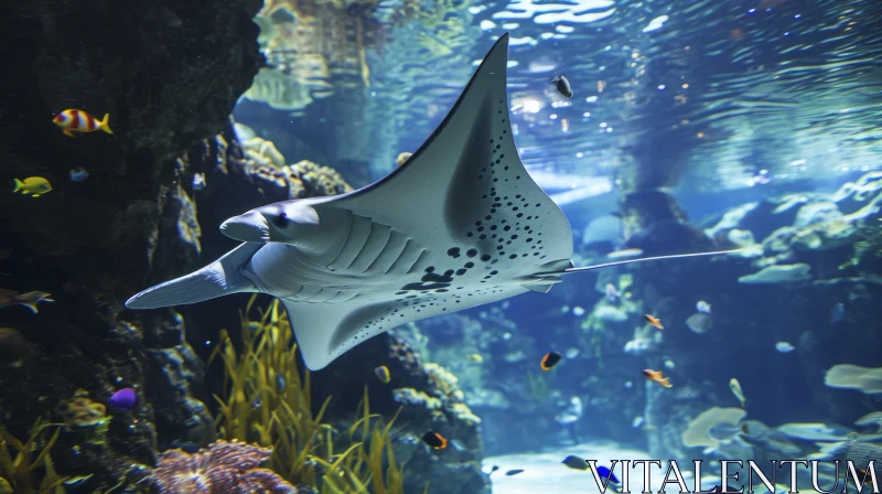 Majestic Manta Ray in an Aquarium AI Image