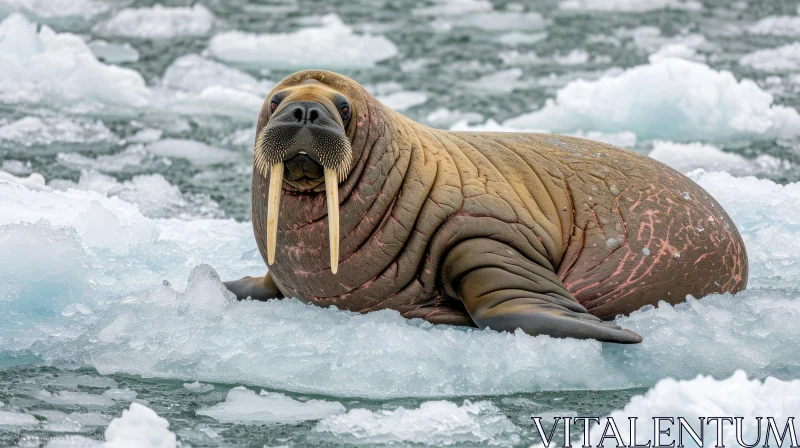 Walrus on Ice Floe in the Arctic Ocean AI Image