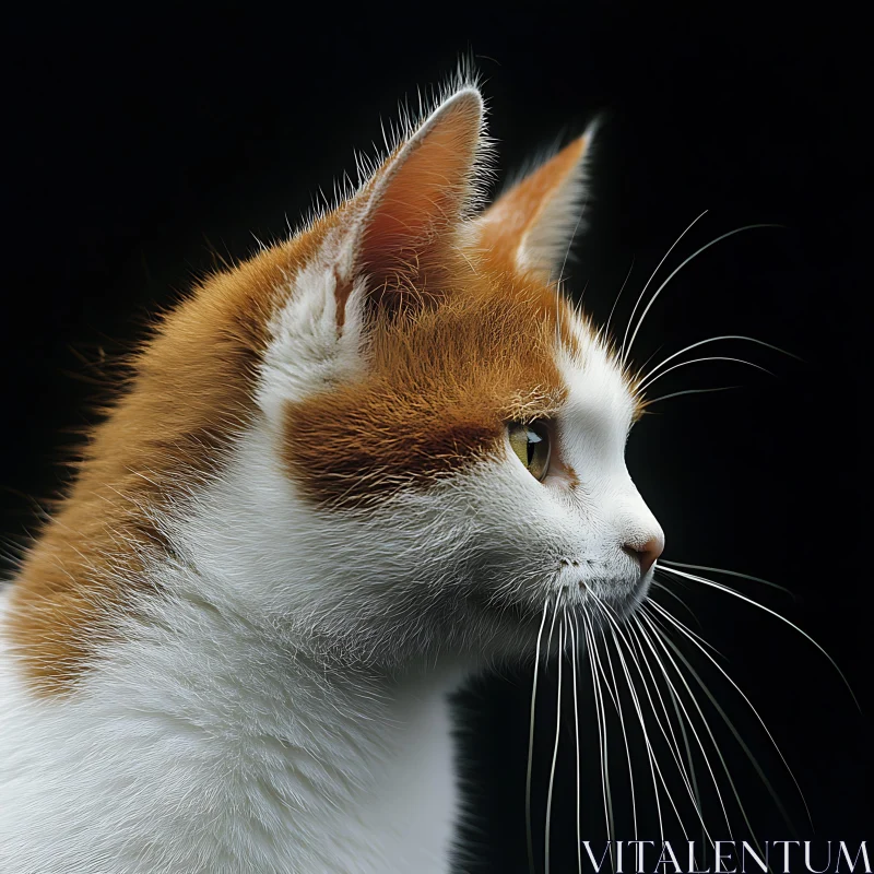 Side View of an Orange and White Cat AI Image