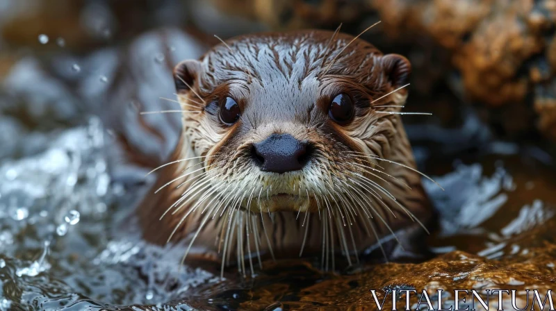 Close-up of a Wet Otter: A Captivating Natural Beauty AI Image