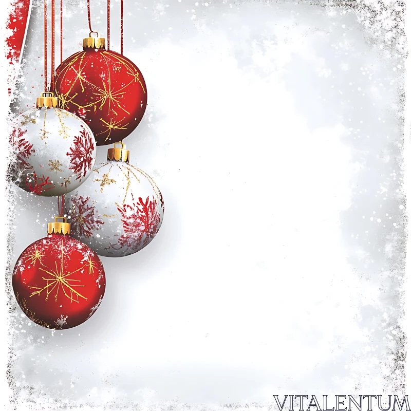 Holiday Baubles in Red and Silver AI Image