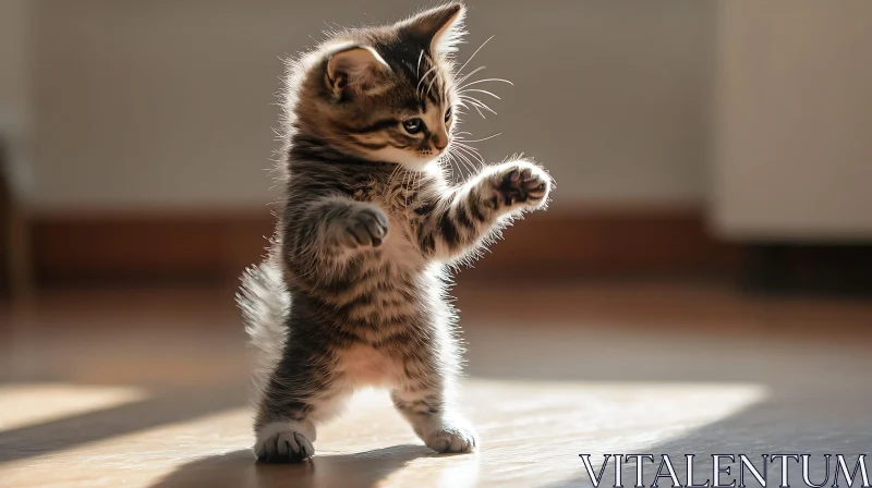 Curious Kitten Playing in Sunlight AI Image