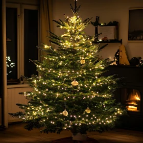 Cozy Christmas Living Room with Glowing Tree