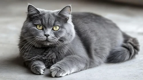 Captivating Grey Feline with Yellow Eyes