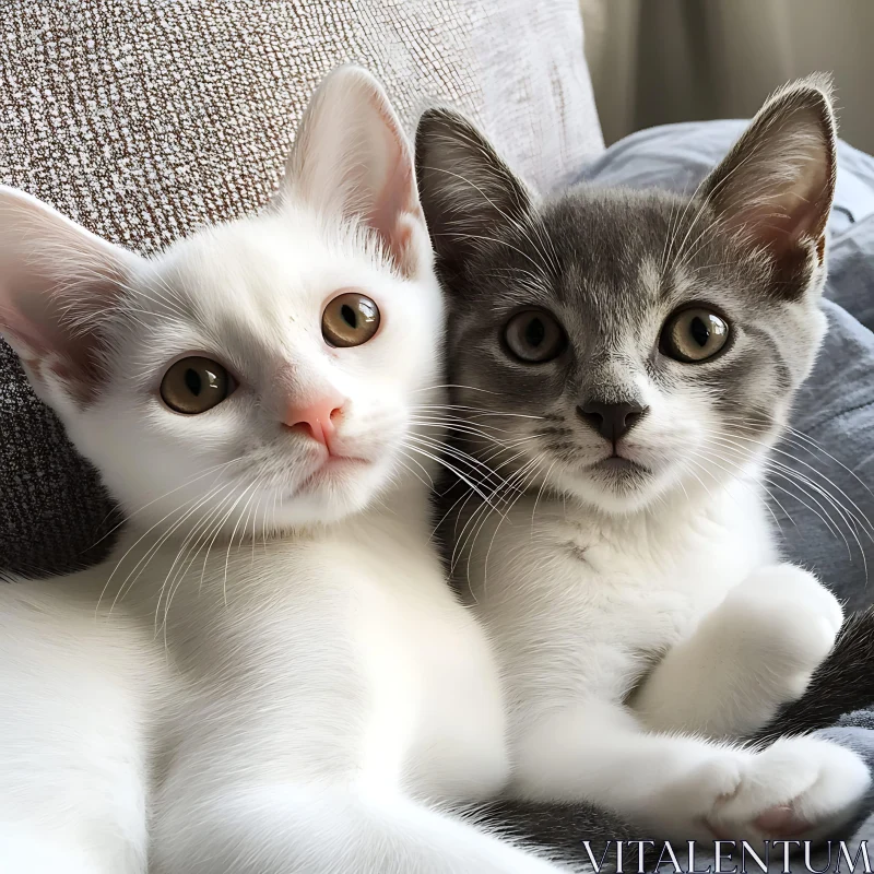 Cute Duo of Kittens Relaxing AI Image