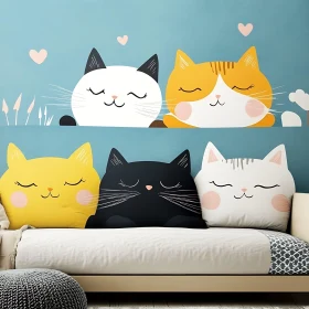 Cute Cartoon Cat Decor for Home