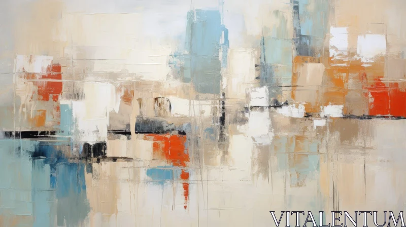 Expressive Abstract Painting in Blue, White, and Brown AI Image