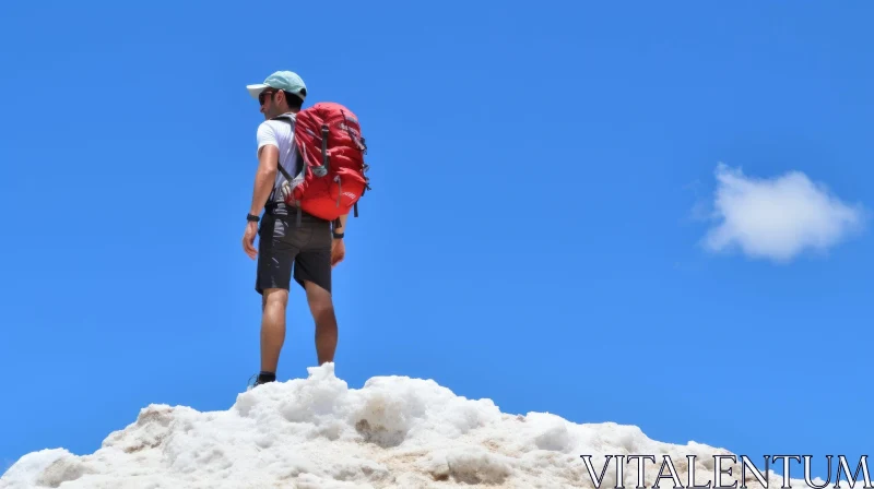 Hiking on Snow in Summer: A Captivating Image of Nature's Wonders AI Image