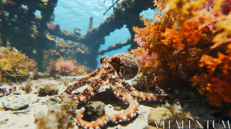 Stunning Octopus Photography: Captivating Ocean Floor Scene AI Image