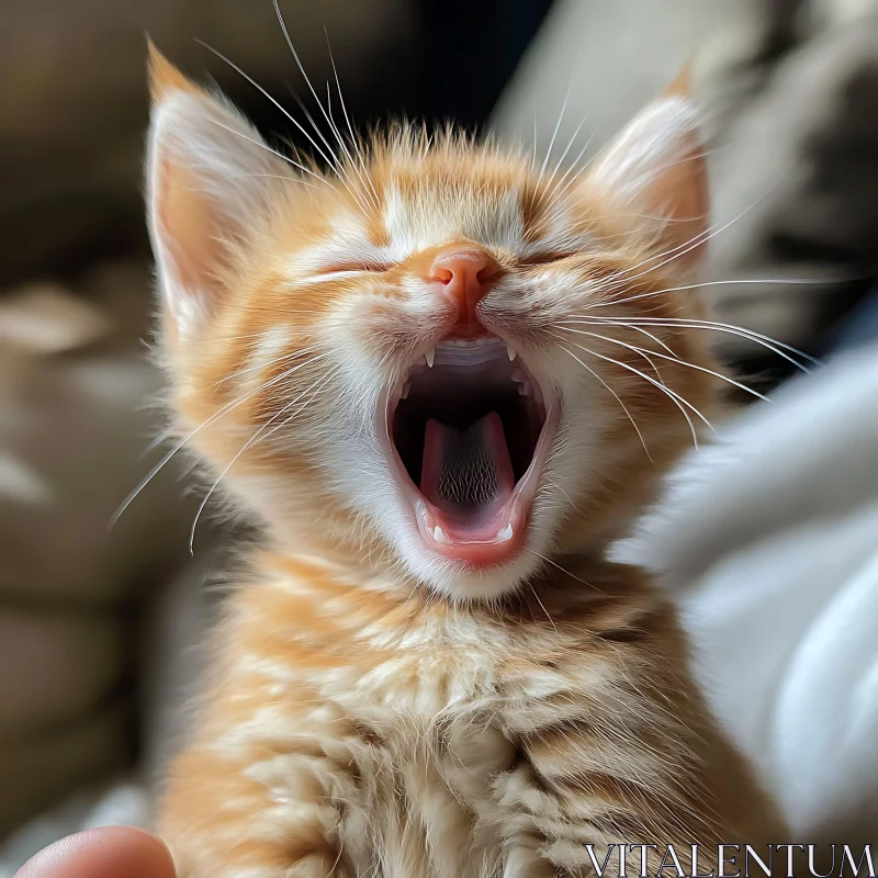 AI ART Yawning Tabby Kitten Close-Up