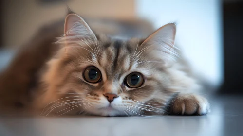 Close-Up of a Cute Fluffy Cat