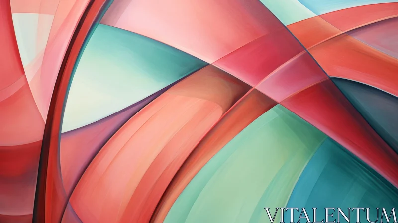 Abstract Pink Painting with Curved Shapes AI Image