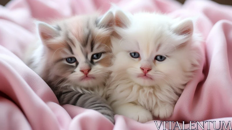 Adorable Kittens on Pink Blanket AI Image