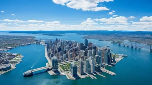 Aerial View of New York City: Captivating Harbor Views and Skyscrapers