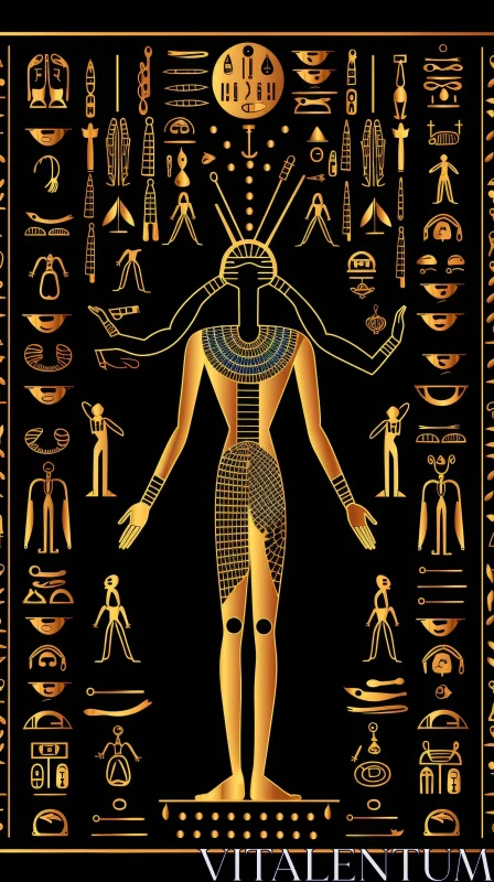 Ancient Egyptian God Illustration with Falcon Head AI Image