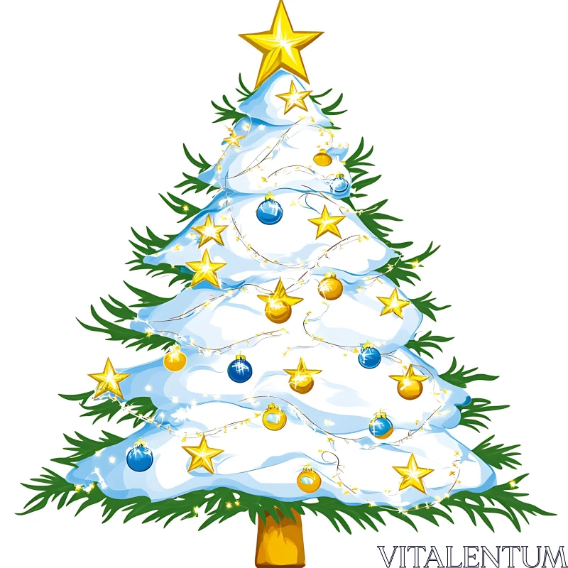 Festively Decorated Christmas Tree AI Image