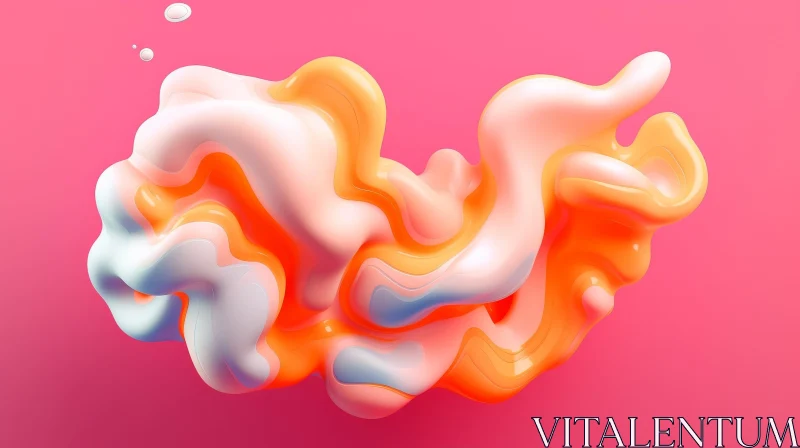Colorful Abstract 3D Shape on Pink Background AI Image