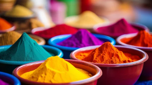 Colorful Henna Powder in Bowls - Dynamic Color Fields