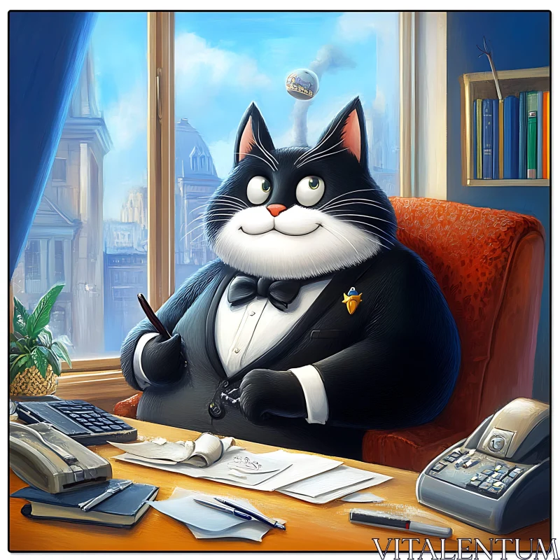 Business Cat in Tuxedo AI Image