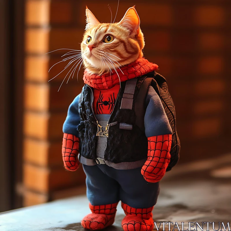 Superhero Cat in Spider-Man Attire AI Image