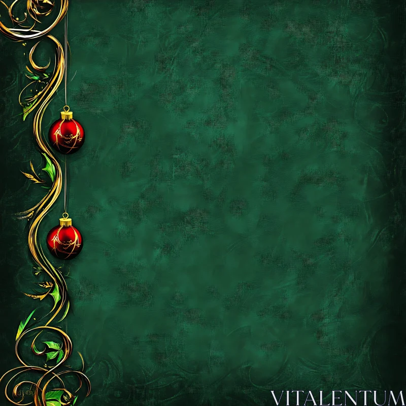 AI ART Christmas Ornaments on Green Background